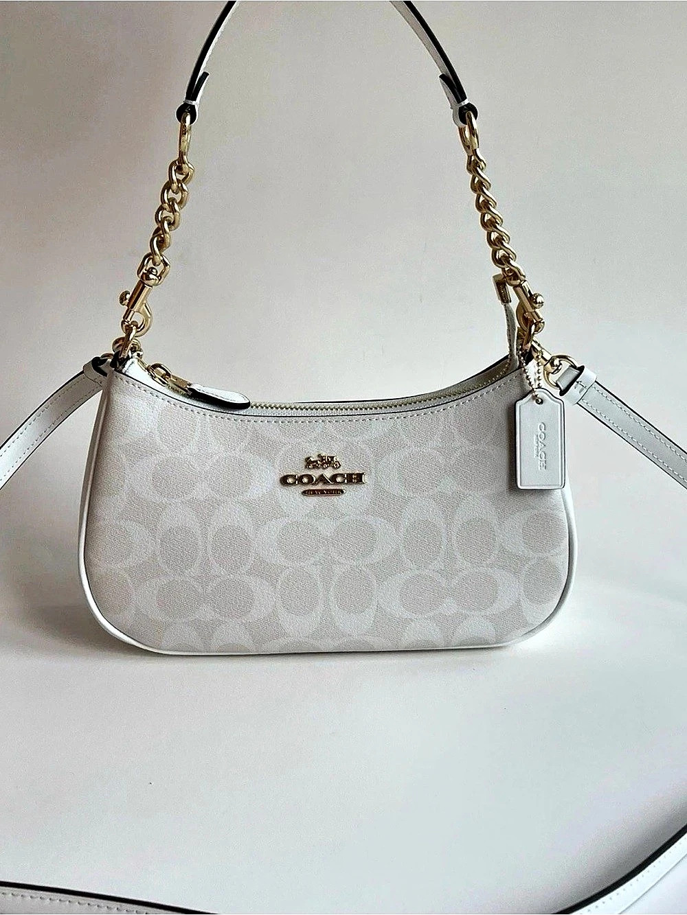 Coach Teri Shoulder Bag in Signature Canvas White